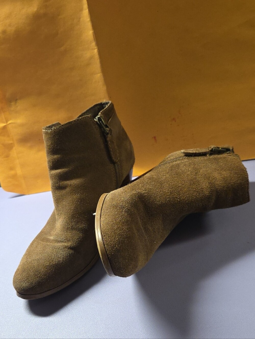 Guess Brown Suede Ankle Booties with Side Zip